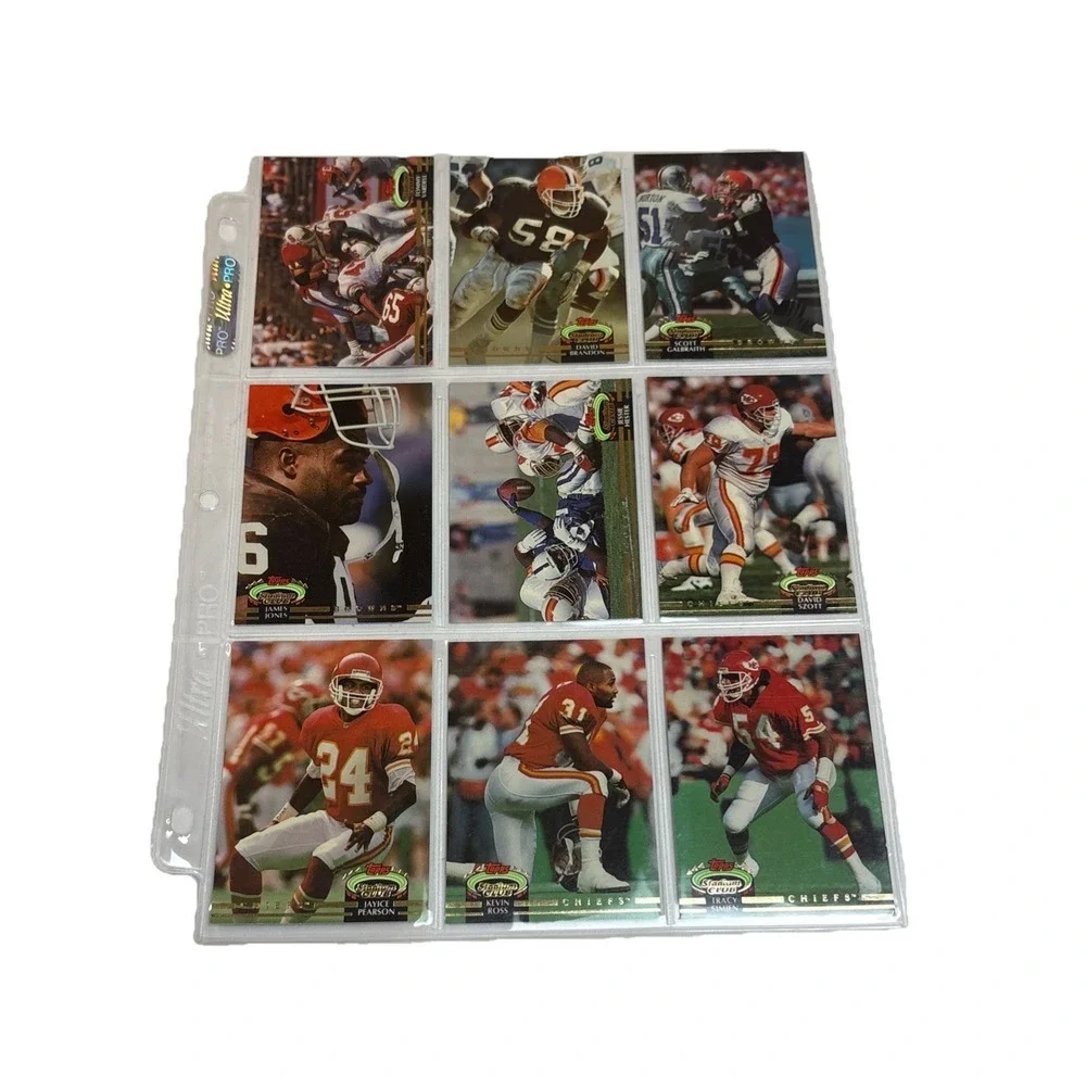 Vintage 1992 Topps Stadium Club NFL Player Cards 11 Sleeve Pages Lot 99 Cards